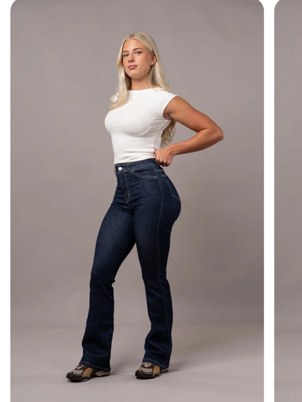 FITJEANS High-Rise Dark Navy Flare Jeans small regular length - Picture 2 of 4